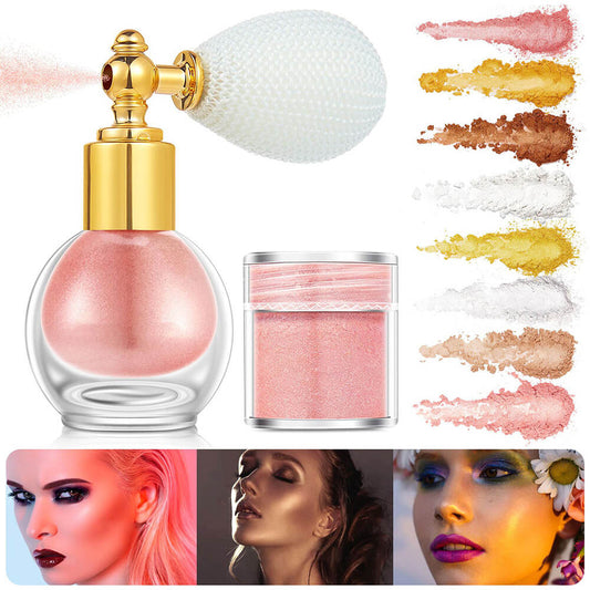 14 color highlighter powder shimmer glitter spray face body hair (1 bottle of spray + 1 refill)
