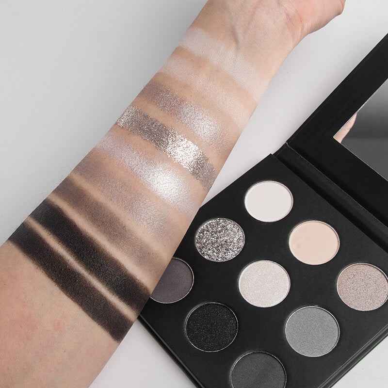 9 color matte eyeshadow palette smoky black high pigmented