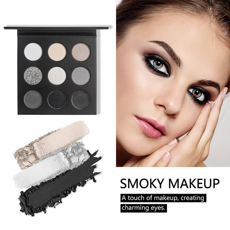 9 color matte eyeshadow palette smoky black high pigmented