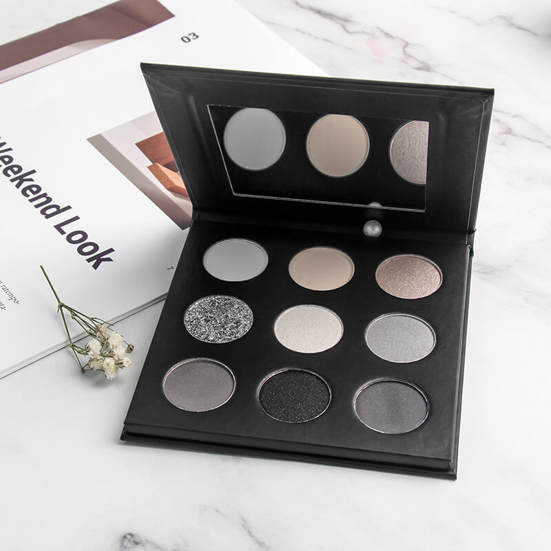 9 color matte eyeshadow palette smoky black high pigmented