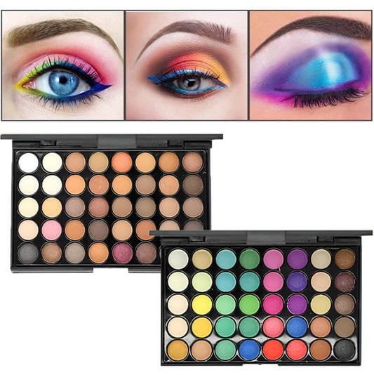 Palette de fards à paupières 40 couleurs, format réduit, mat, pour maquilleur professionnel.