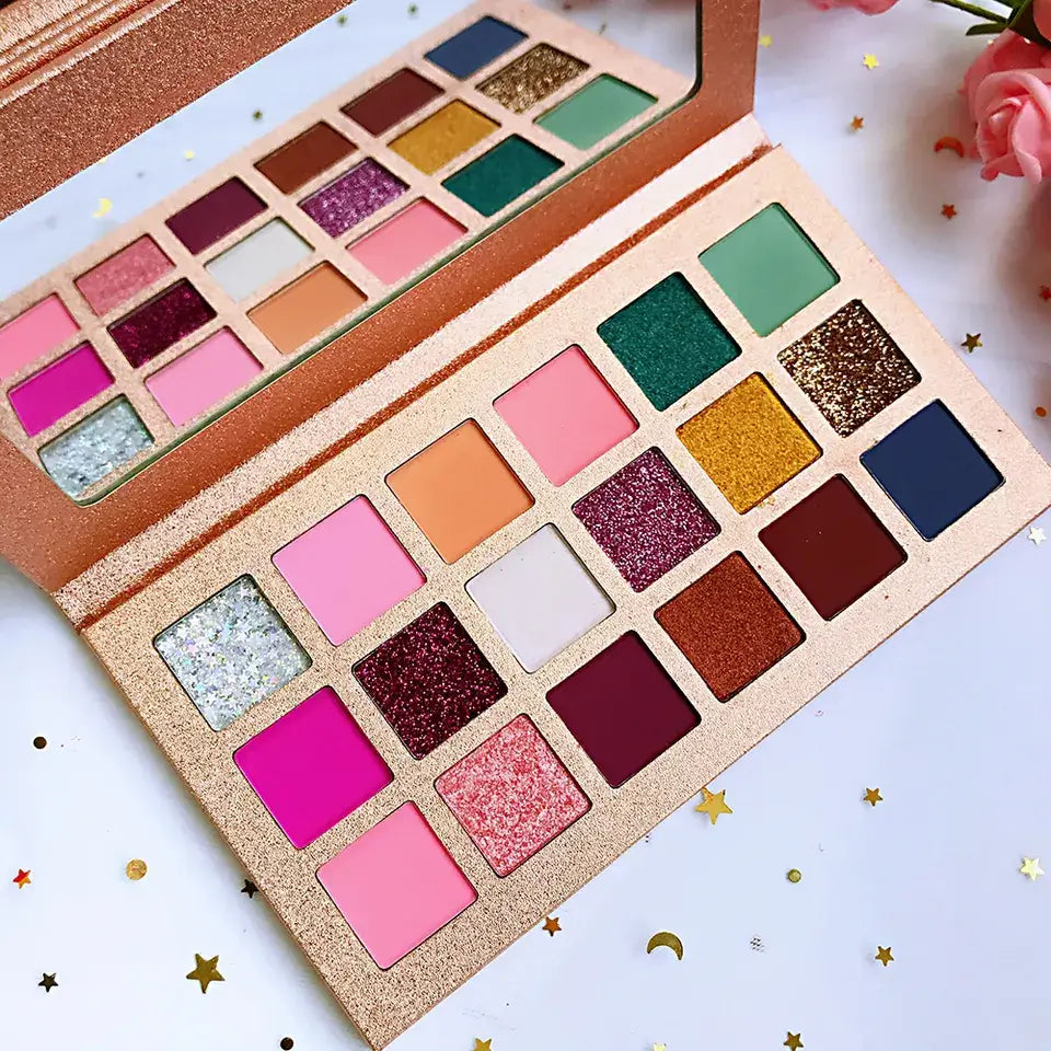 18 color eyeshadow palette matte natural rose gold high pigmented