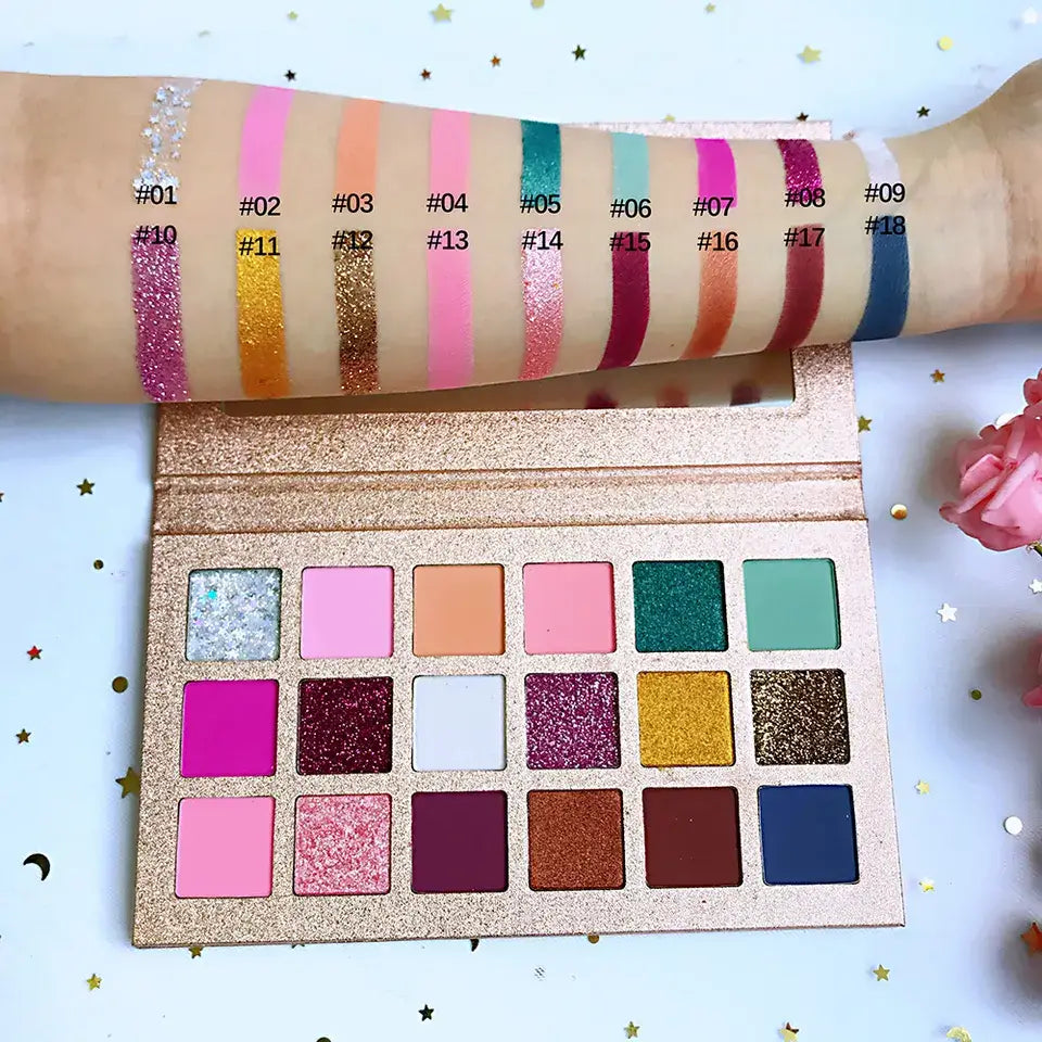 18 color eyeshadow palette matte natural rose gold high pigmented