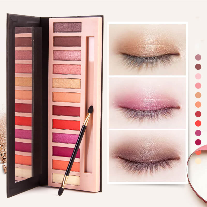 12 color eyeshadow palette matte shimmer non-smudge with brush