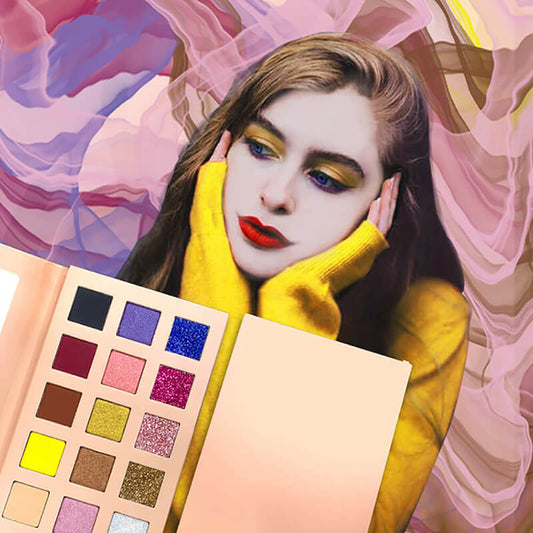 Palette de 15 fards à paupières vegan abricot haute pigmentation