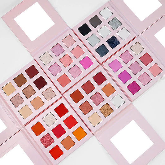 9 color pink eyeshadow palette high pigmented waterproof no logo