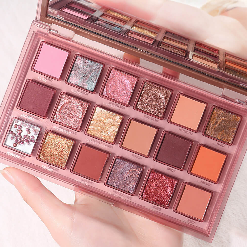 18 color eyeshadow palette high pigment vegan dark shade multiple uses