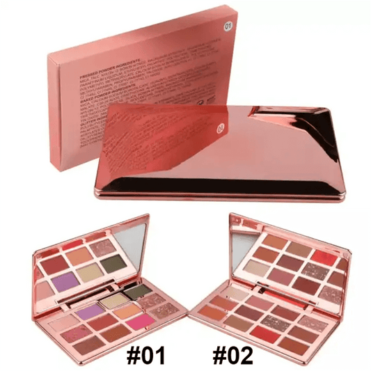Palette de 12 fards à paupières haute pigmentation longue tenue avec miroir