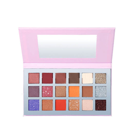 18 color pink eyeshadow palette matte shimmer non-smudge long lasting