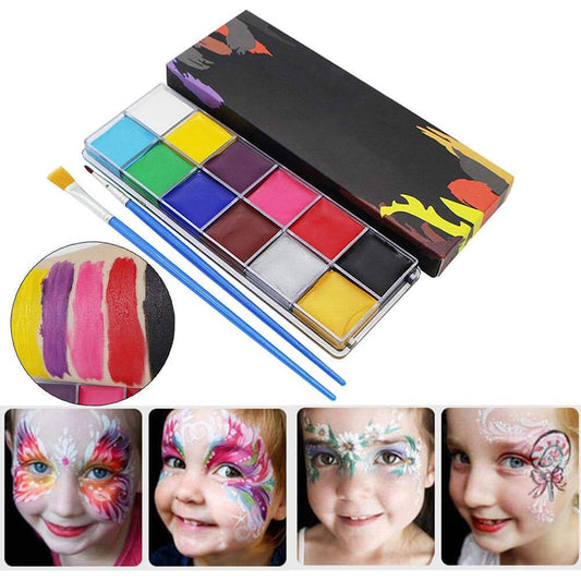 12 color face body paint palette Halloween stage drama oil-based painting