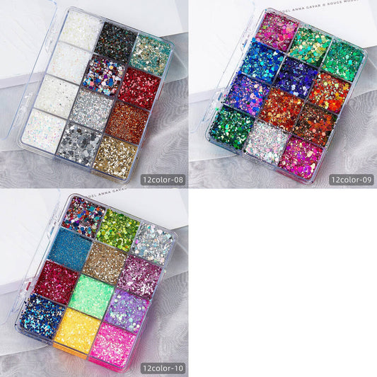 12 color glitter gel highlight powder adhesive-free sequin face body makeup