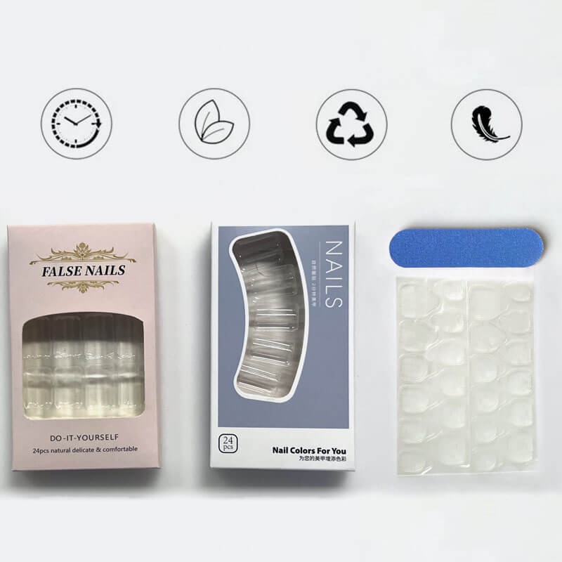 High-end fashion manicure glitter lines diamonds long almond wear nails 24pcs