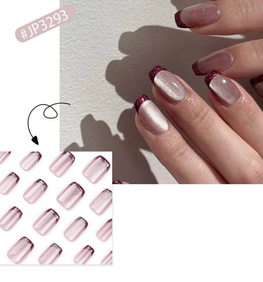 Manicure nude pink fake nails wearable short nail patches 24pcs