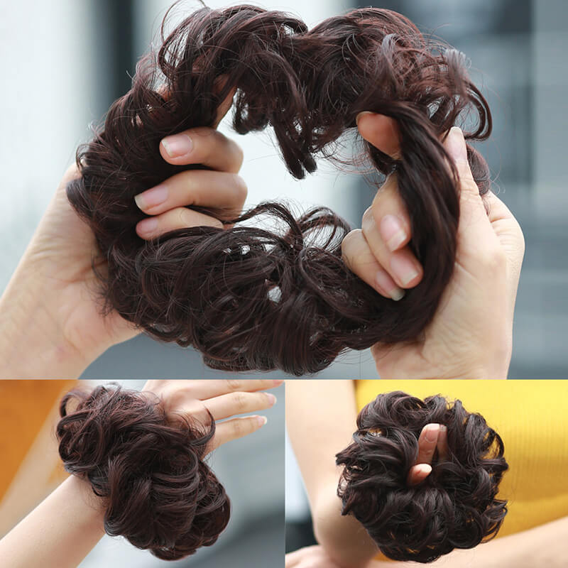 Curly hair buns wigs ball head wigs elastic hair buns flower