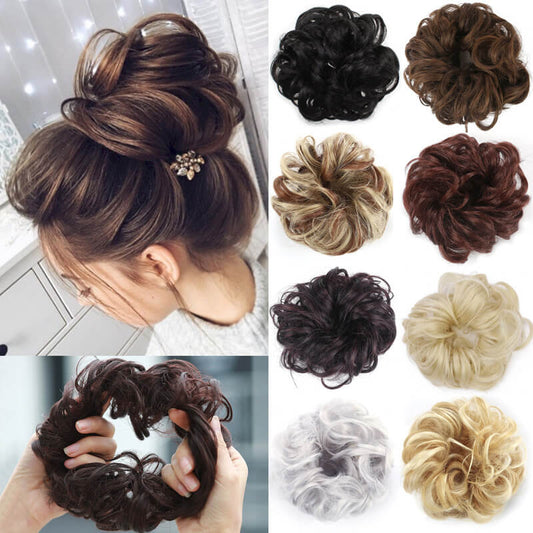Curly hair buns wigs ball head wigs elastic hair buns flower