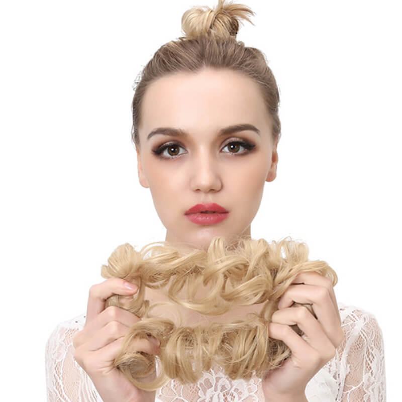 Curly hair buns wigs ball head wigs elastic hair buns flower