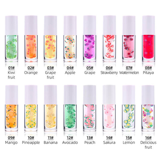 16 color fruit lip oil vegan lip gloss transparent lip plumping