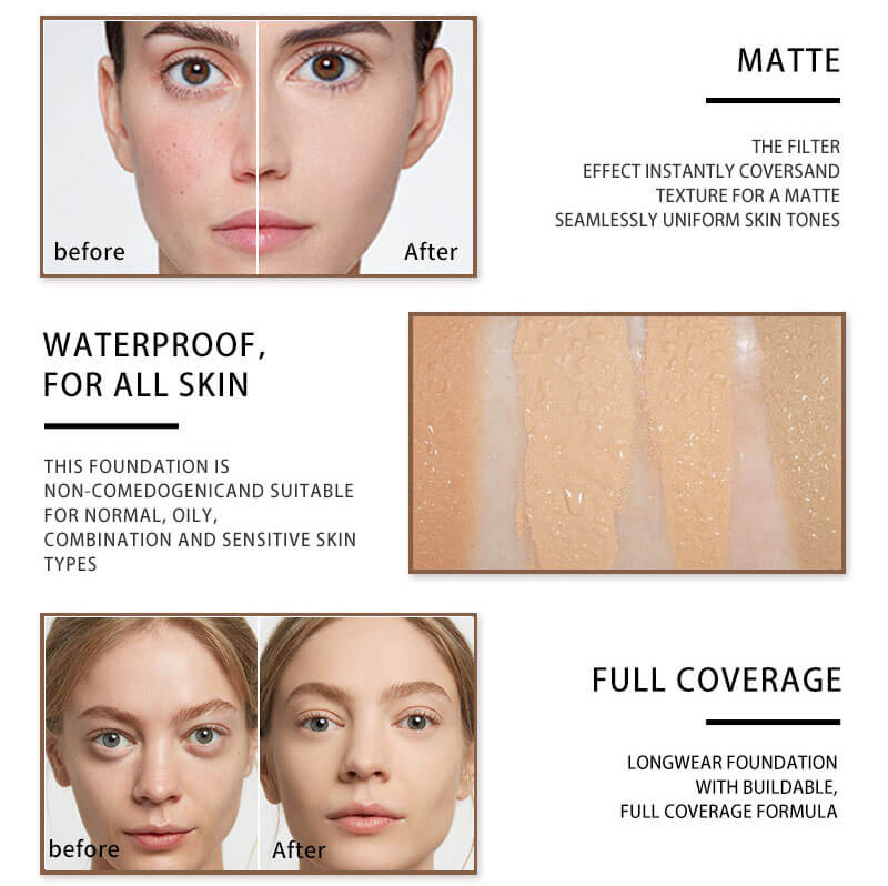 18 color liquid foundation makeup base full coverage waterproof vegan