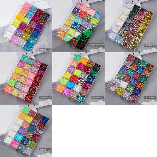 24 color glitter gel highlight powder face body mermaid sequin adhesive-free