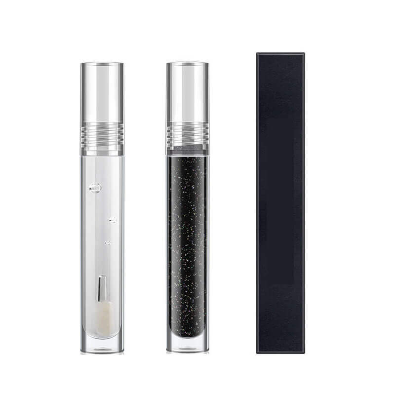 2 color lipgloss glitter black clear lip gloss lip glaze colorful shiny