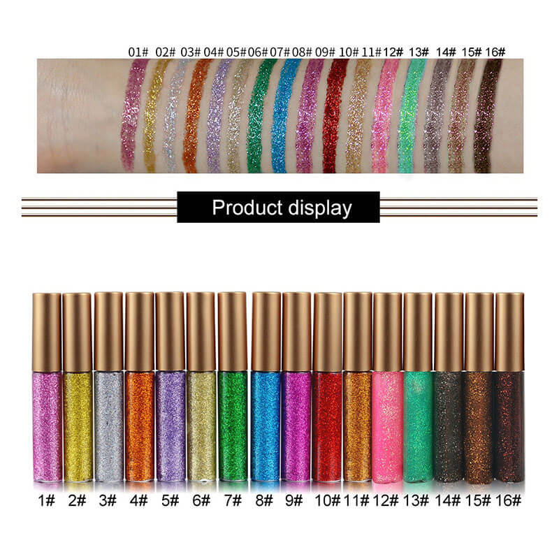 16 color liquid eyeliner glitter waterproof long lasting private label