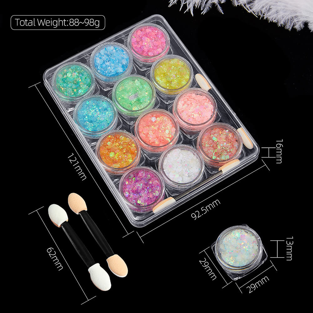 12 color eyeshadow & body glitter gel luminous flash gel makeup vegan