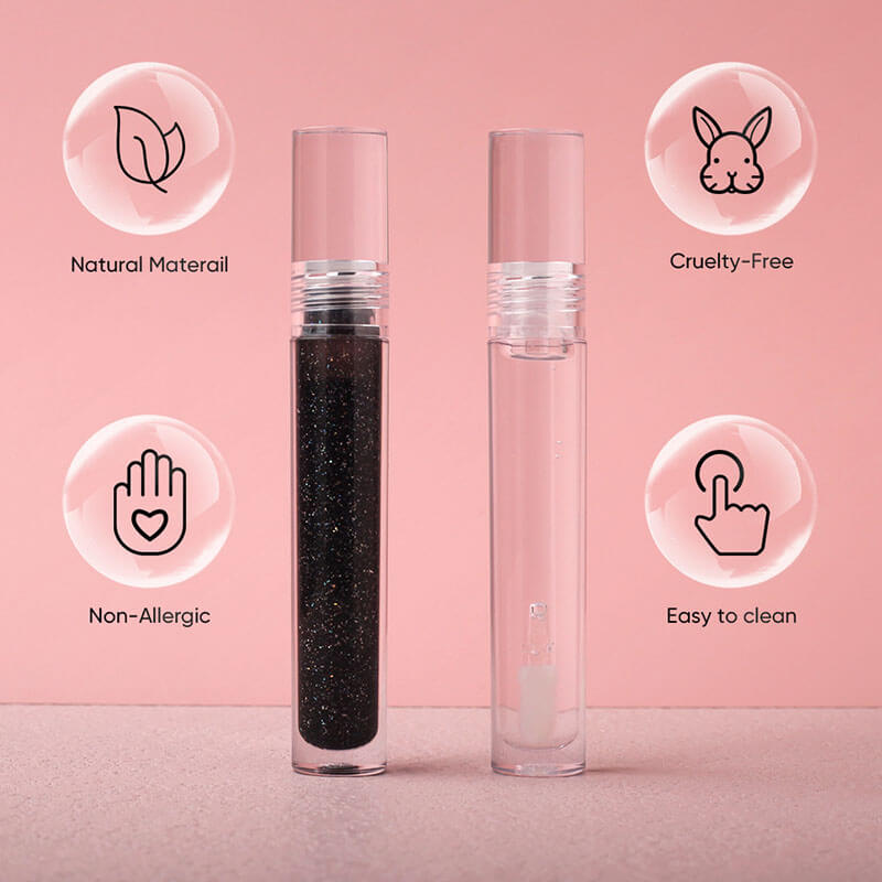 2 color lipgloss glitter black clear lip gloss lip glaze colorful shiny