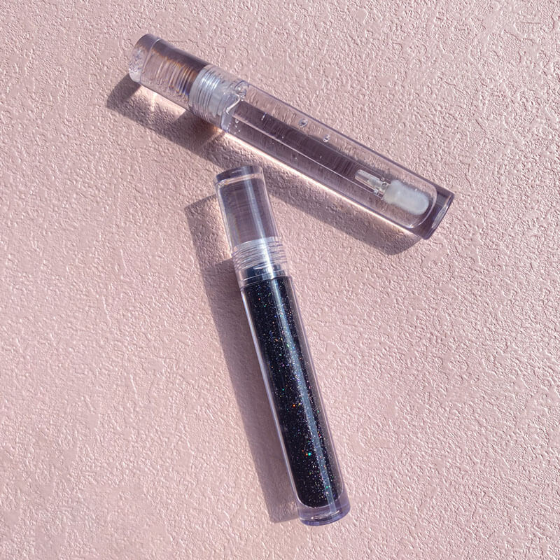 2 color lipgloss glitter black clear lip gloss lip glaze colorful shiny