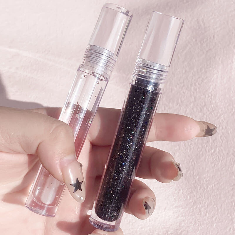 2 color lipgloss glitter black clear lip gloss lip glaze colorful shiny