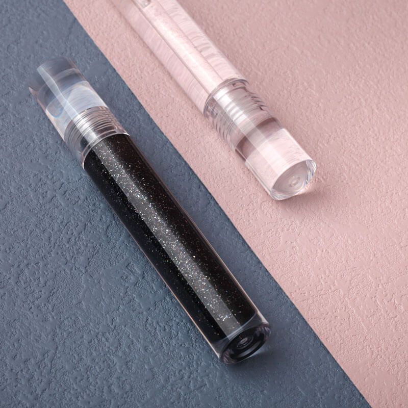 2 color lipgloss glitter black clear lip gloss lip glaze colorful shiny