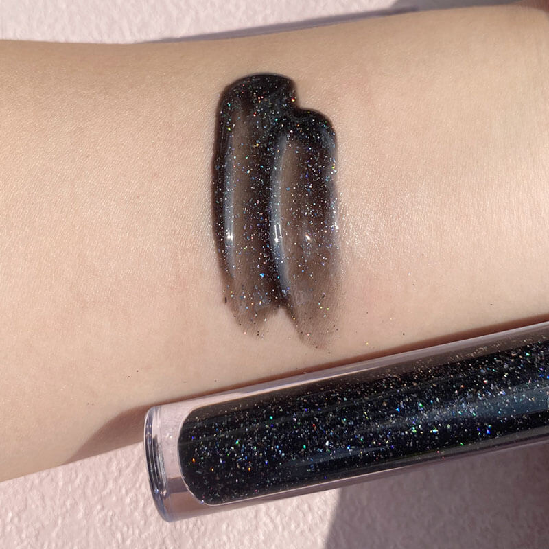 2 color lipgloss glitter black clear lip gloss lip glaze colorful shiny
