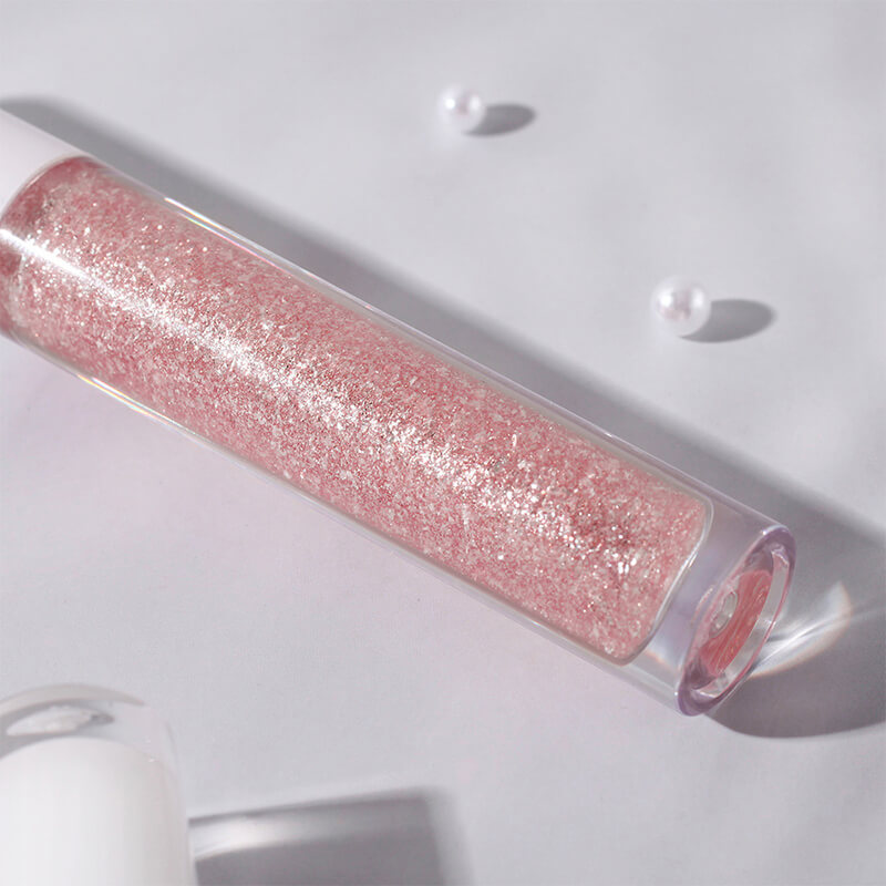 Glitter pink lip gloss pearlescent lipgloss high pigment private label