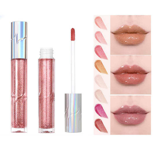 8 color glitter lip gloss shimmer lip glaze natural high pigmented moisturizing