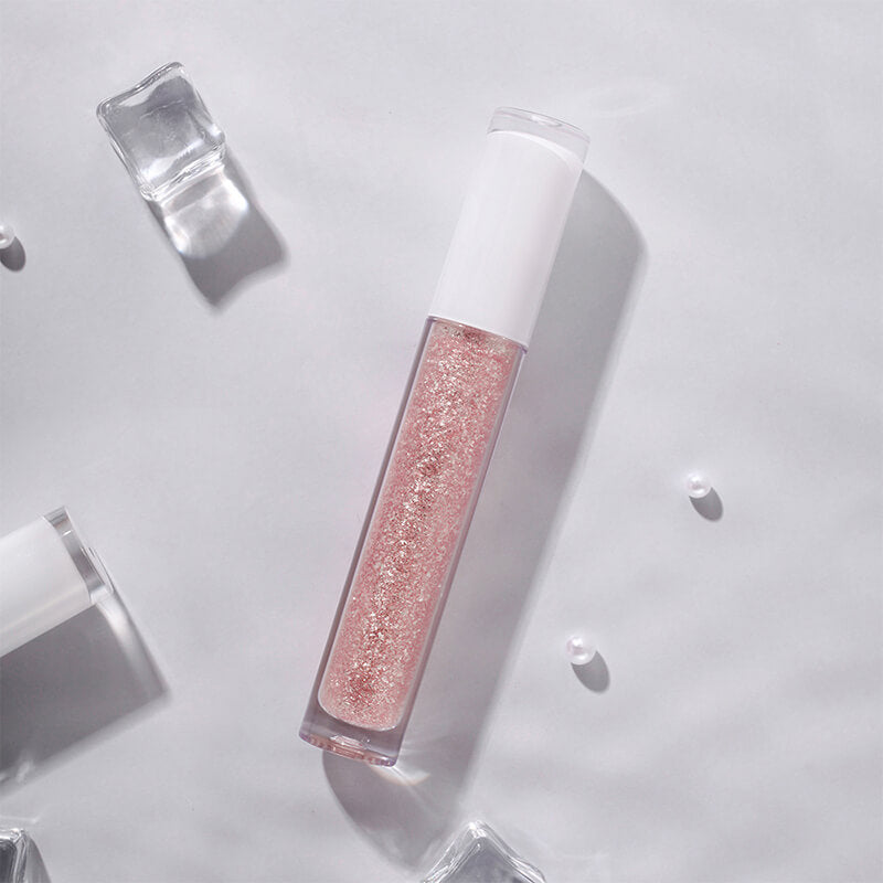 Glitter pink lip gloss pearlescent lipgloss high pigment private label