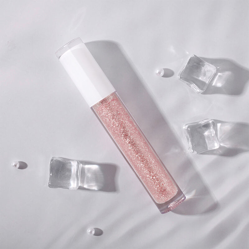 Glitter pink lip gloss pearlescent lipgloss high pigment private label