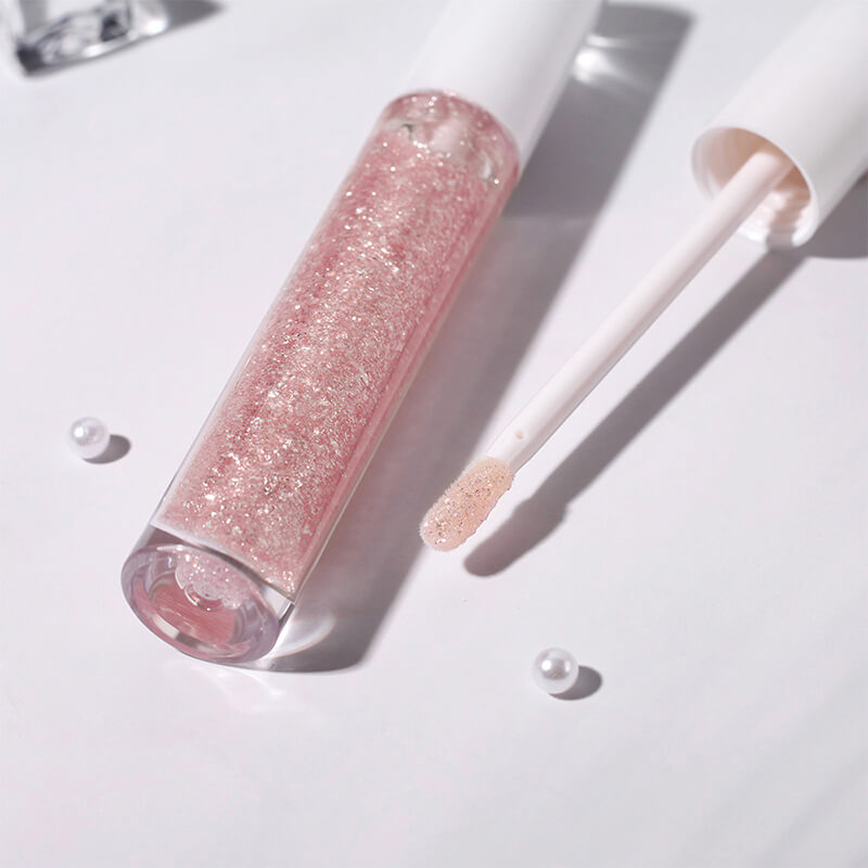 Glitter pink lip gloss pearlescent lipgloss high pigment private label
