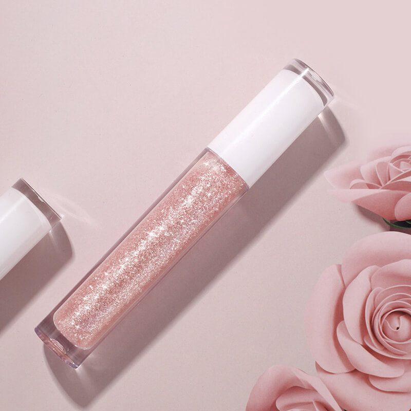 Glitter pink lip gloss pearlescent lipgloss high pigment private label