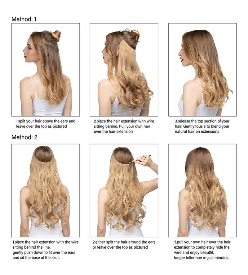Extensions hair women wigs hair pieces fish line long curly chemical fiber