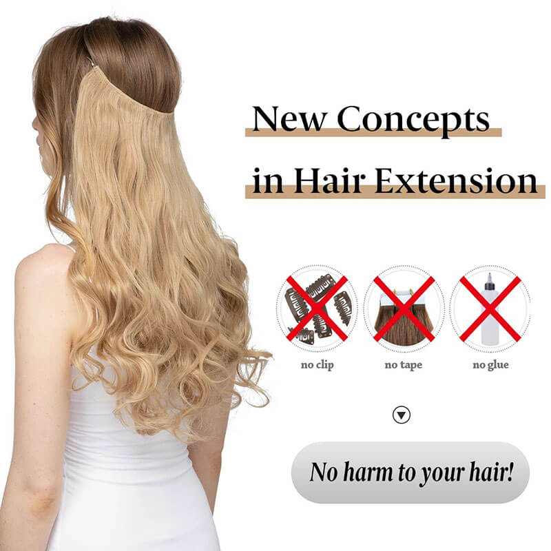Extensions hair women wigs hair pieces fish line long curly chemical fiber