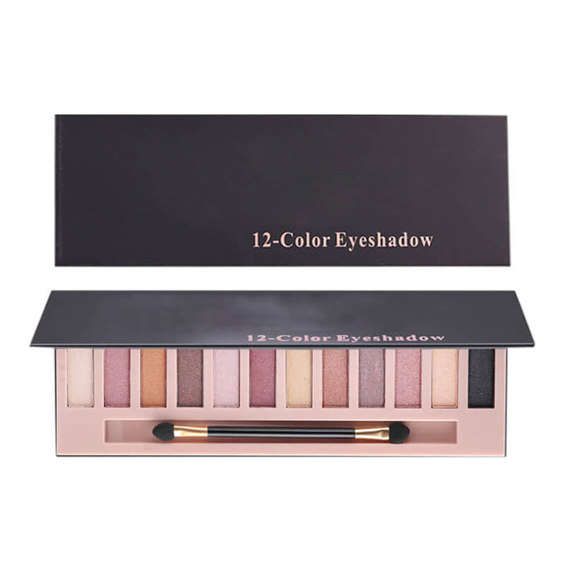 12 color eyeshadow palette matte shimmer non-smudge with brush