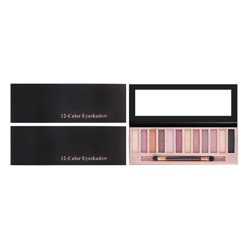 12 color eyeshadow palette matte shimmer non-smudge with brush vegan