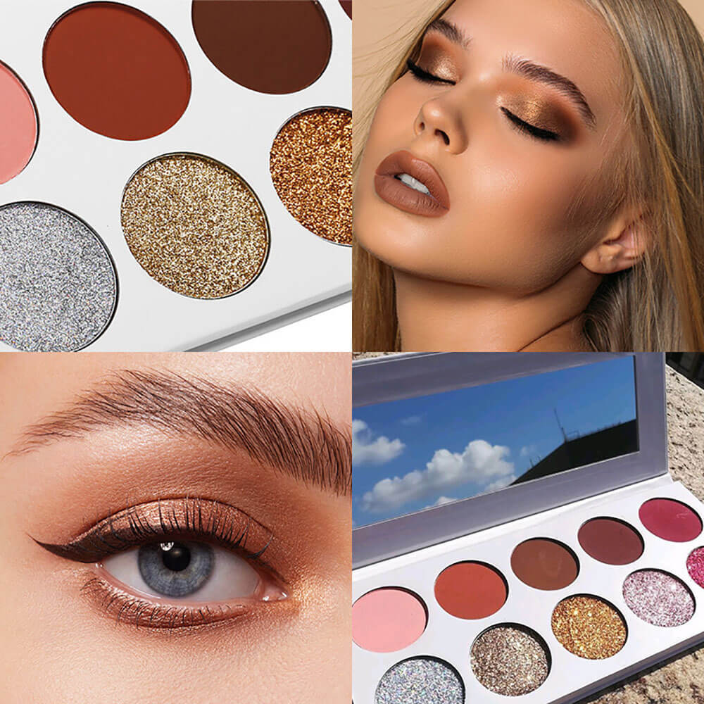 10 color eyeshadow palette matte glitter high pigmented vegan