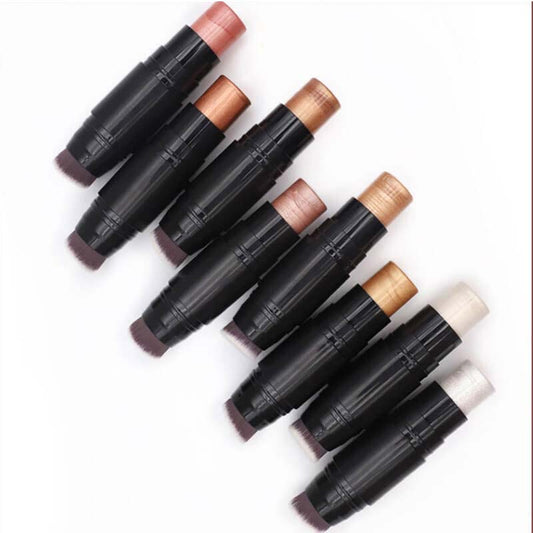 8 Color 2 In 1 Highlighter Stick With Brush Cream High Pigmented Waterproof