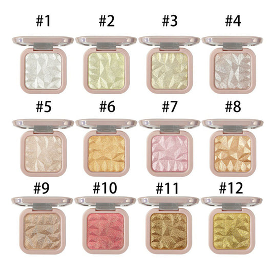 12 Color Shimmer Highlighter Pressed Powder Shiny Brighten High Pigmented