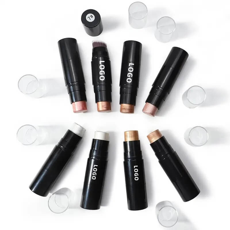 8 color 2 in 1 highlighter stick with brush cream waterproof