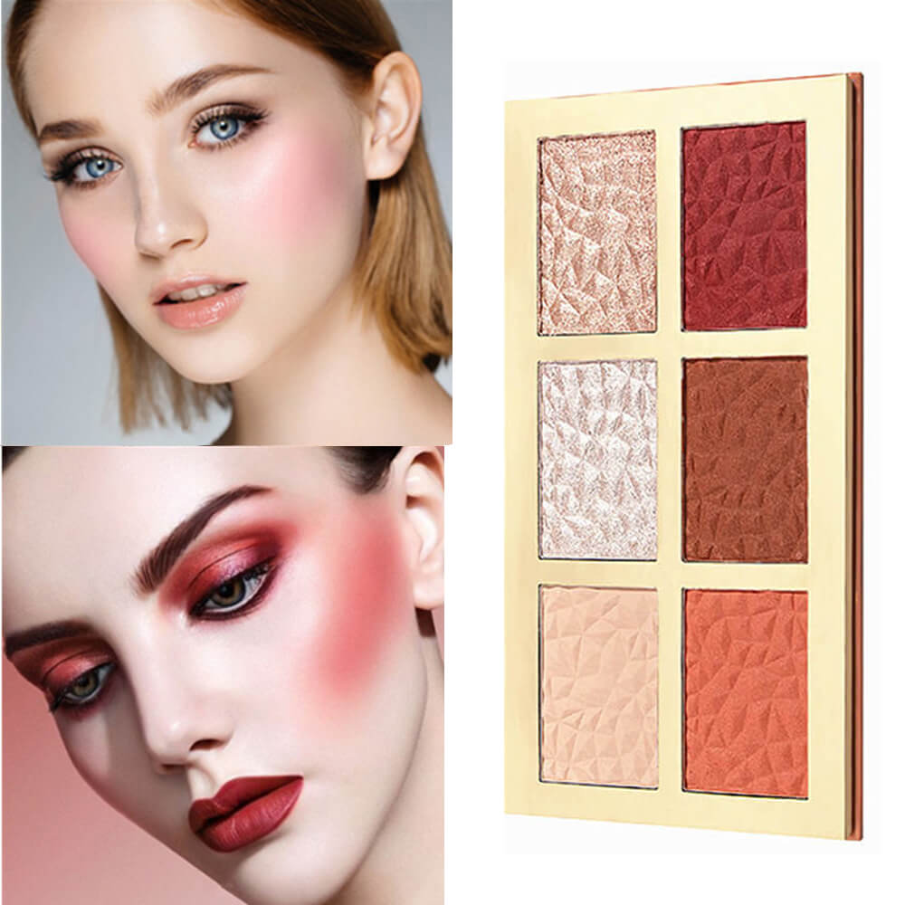 6 color highlighter blush palette high pigmented waterproof