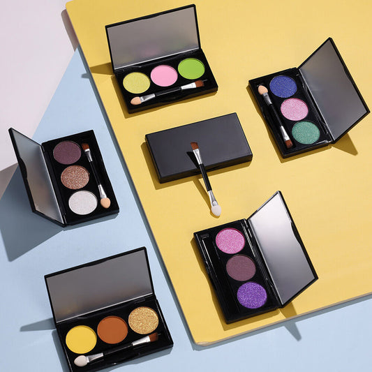 3-Color Matte Eyeshadow Palette Powder Waterproof High Pigment With Brush