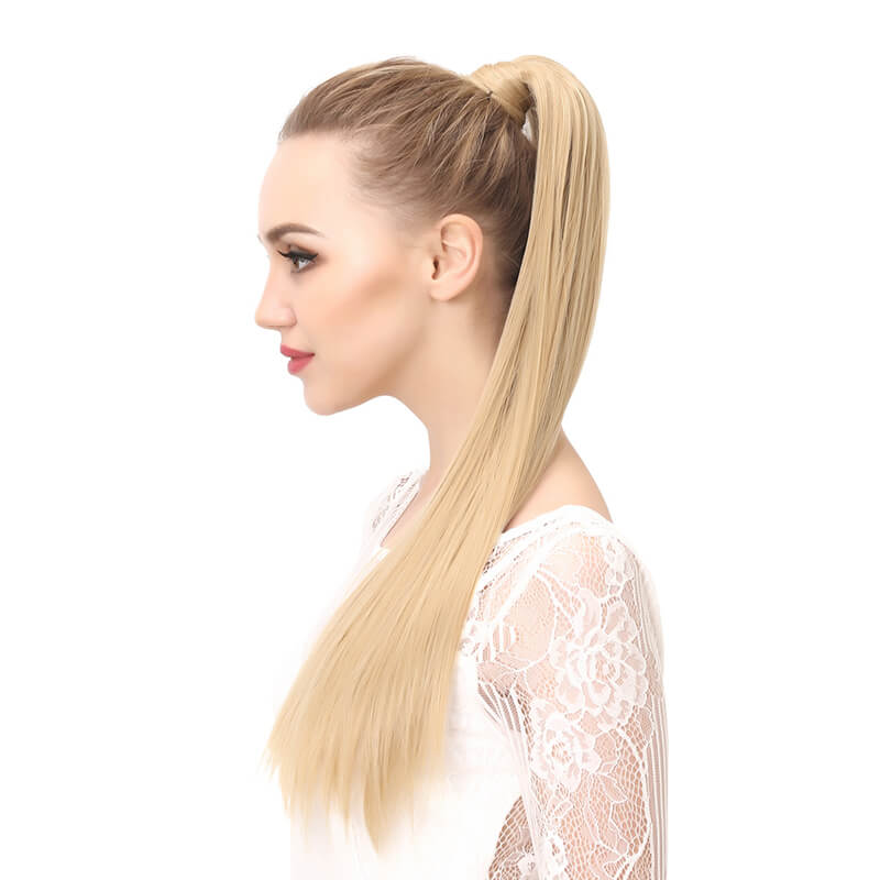Wigs velcro ponytail matte silk long straight hair wrapped wig 23.6 inch