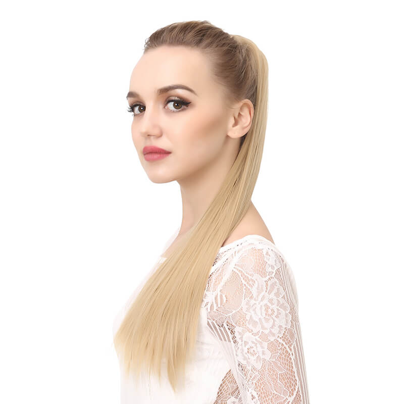 Wigs velcro ponytail matte silk long straight hair wrapped wig 23.6 inch