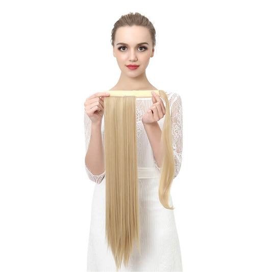Wigs velcro ponytail matte silk long straight hair wrapped wig 23.6 inch